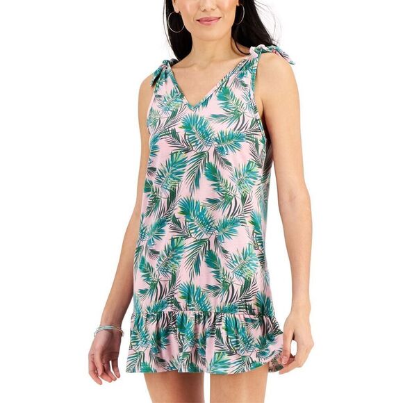 Miken Juniors Printed Ruffled Dress Cover-up Created for Macy S Women S Swimsuit - Picture 1 of 3